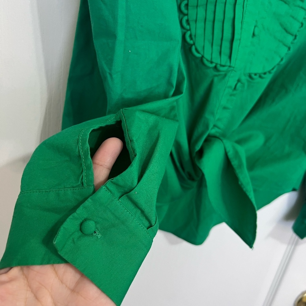 BCBGMaxAzria Vibrant Green Button Down Shirt size S - Picture 11 of 12